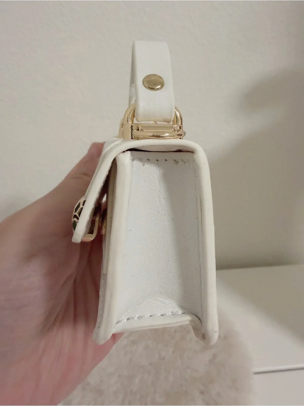 Mini White Snake Clasp Bag Charm